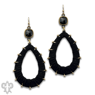 Cream suede teardrop and Austrian crystal dangle earring - LC - Boutique Bella BellaEarrings