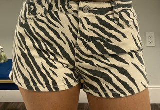 Cream Zebra Denim Printed Shorts - Boutique Bella Belladenim shorts