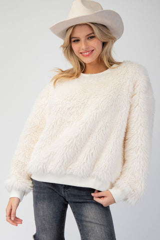 Creme Sherpa Pullover - Boutique Bella BellaPullover