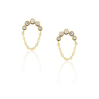 Crescent Chain CZ Studs - Boutique Bella BellaEarring