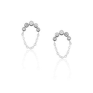 Crescent Chain CZ Studs - Boutique Bella BellaEarring