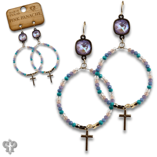 Cross charm earring with Austrian crystal - Boutique Bella BellaEarrings