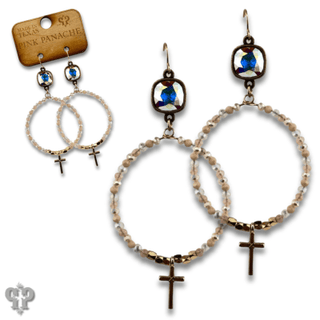 Cross charm earring with Austrian crystal - Boutique Bella BellaEarrings