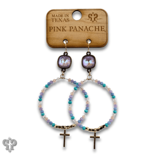 Cross charm earring with Austrian crystal - Boutique Bella BellaEarrings