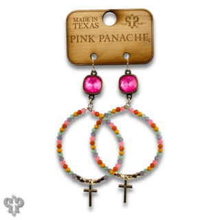 Cross charm earring with Austrian crystal - Boutique Bella BellaEarrings