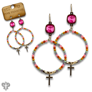Cross charm earring with Austrian crystal - Boutique Bella BellaEarrings