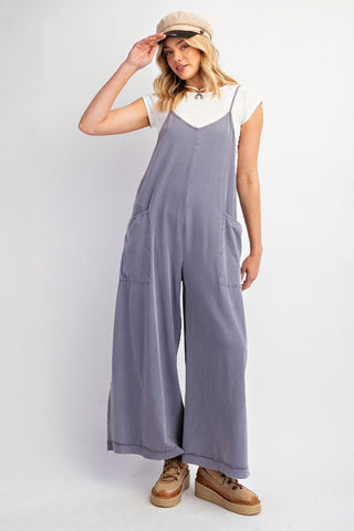 Crown Blue Mineral Washed Jumpsuit - Boutique Bella BellaJumpsuit