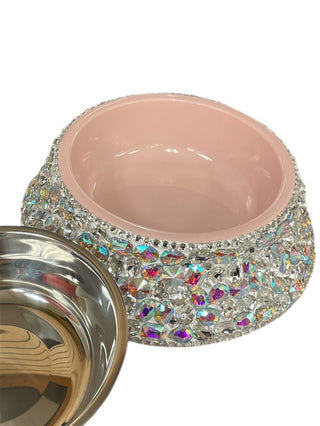 CRYSTAL AB RHINESTONE PET BOWL - Boutique Bella BellaDog Bowl