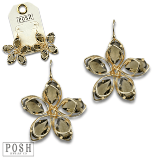 Crystal and flower petal earring - LC - Boutique Bella BellaEarrings