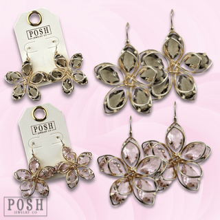 Crystal and flower petal earring - LC - Boutique Bella BellaEarrings