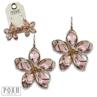 Crystal and flower petal earring - LC - Boutique Bella BellaEarrings