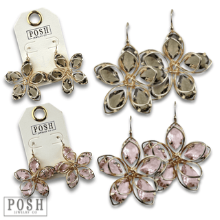 Crystal and flower petal earring - LC - Boutique Bella BellaEarrings