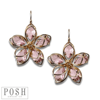 Crystal and flower petal earring - LC - Boutique Bella BellaEarrings