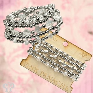 Crystal and silver bead bracelet set - Boutique Bella BellaBracelets