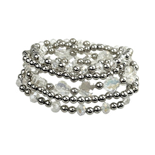 Crystal and silver bead bracelet set - Boutique Bella BellaBracelets