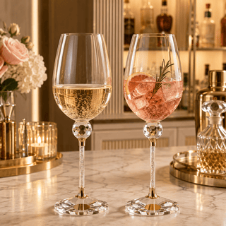Crystal Ball Diamond Filled Wine Glasses Premium Barware Gift - Boutique Bella BellaWine Glasses