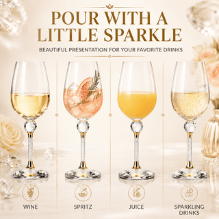 Crystal Ball Diamond Filled Wine Glasses Premium Barware Gift - Boutique Bella BellaWine Glasses