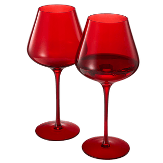 Crystal Christmas Holiday Red Colored Crystal Wine Glass Set Of 2 Gift For Hosting Her Wife Mom Frie - Boutique Bella BellaWine Glasses