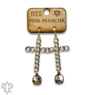 Curb link cross earring with Austrian crystal - Boutique Bella BellaEarrings