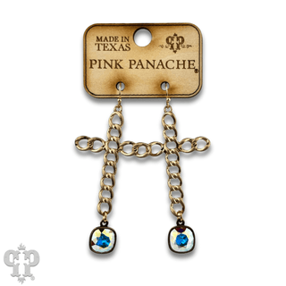 Curb link cross earring with Austrian crystal - Boutique Bella BellaEarrings