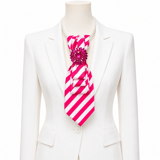 Custom Necklace - Hot Pink/White Stripe HP Brooch - Boutique Bella BellaNeckalce