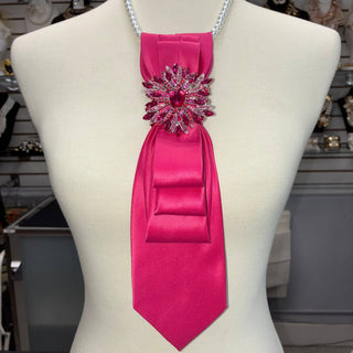 Custom Necktie Necklace - Hot Pink w Pink Baroque Brooch - Boutique Bella BellaNecklace