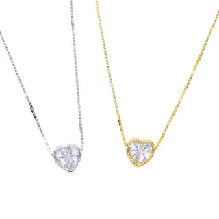 CZ Bezel Necklace Heart - Boutique Bella Bella