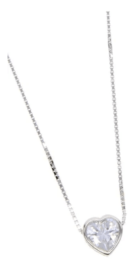 CZ Bezel Necklace Heart - Boutique Bella Bella