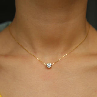 CZ Bezel Necklace Heart - Boutique Bella Bella