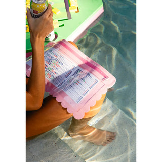 Splash-Proof Mahjong Card Holder For Pool Mahjong - Pink Scallops Large Size
