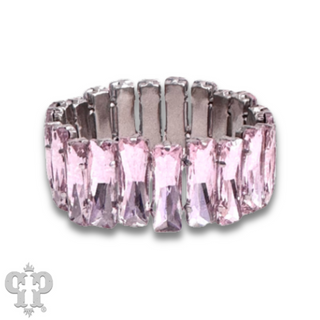 Faceted rectangle rhinestone stretch bracelet - LC