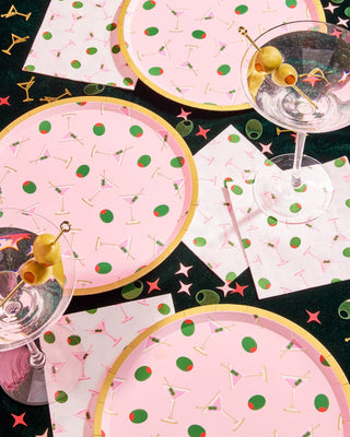 Dirty Martini Paper Plates | Pink Cocktail Party Decor