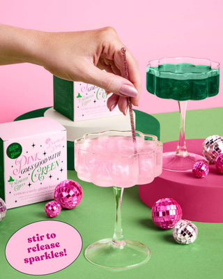Pink Green Glitter Drink Bombs | cotton candy drink bomb