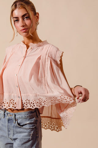 Sweet Garden Eyelet Top - Blush