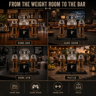 Kettlebell Whiskey Wine Decanter Set With Dumbbell Glasses Elegant Weightlifting Whiskey Decanter 10