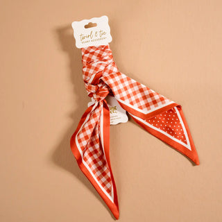 Gingham Orange Twirl & Tie Scarf