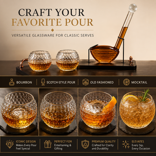 Golf Club Whiskey Decanter Set with 2 Crystal Glasses, 28.7 oz