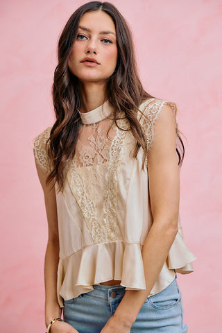 Champagne Romance Lace Blouse