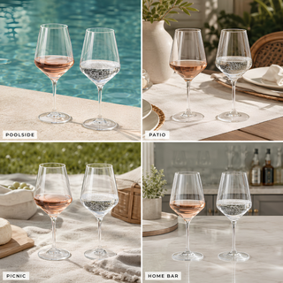 Unbreakable Stemmed Wine Glasses Tritan Acrylic Set Of 2 European Style Crystal Drinkware 18OZ