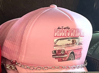 Daddy's On His Way Baby Pink w/Band - Boutique Bella BellaBaseball Cap