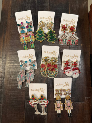 Dangle Beads and Crystal Christmas Earrings - Assorted - Boutique Bella BellaEarrings