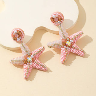 Dangle Earrings - Pink White Starfish - Boutique Bella BellaEarrings