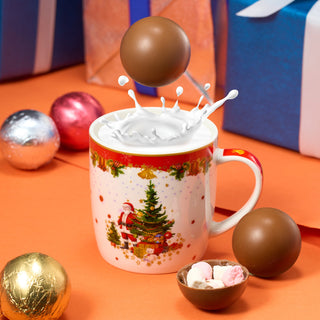 Hot Chocolate Bombs Set Of 6 2 Flavors White Red Swirl Design Caramel Fudge Brownie Candy Chocolates