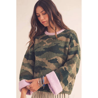 Camo Effortless Relaxed Cuff Sweater