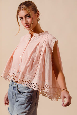 Sweet Garden Eyelet Top - Blush