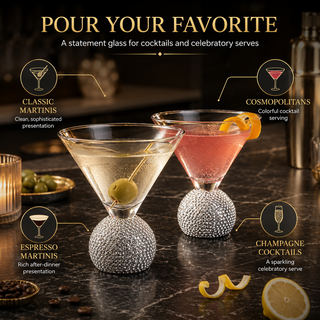 Silver Crystal Ball Stemless Martini Glasses Set Of 2 By For Drinking Martinis Silve