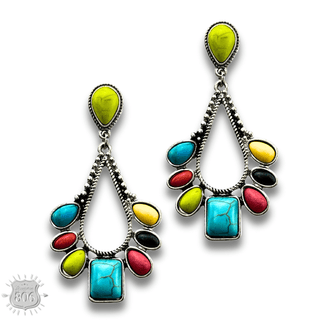 Decorative stone chandelier earring - LC - Boutique Bella BellaEarrings