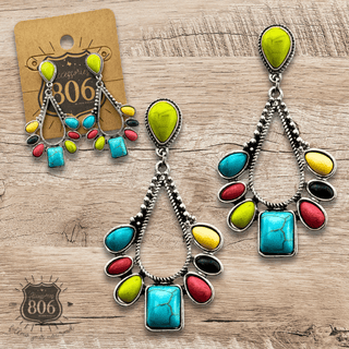 Decorative stone chandelier earring - LC - Boutique Bella BellaEarrings