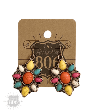 Decorative stone flower earring - LC - Boutique Bella BellaEarrings