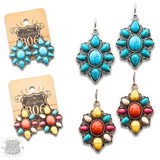 Decorative stone flower earring - LC - Boutique Bella BellaEarrings